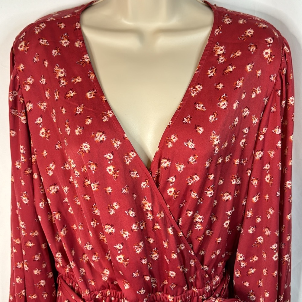 LC Lauren Conrad Red Long Sleeve Sundress - Picture 2 of 9